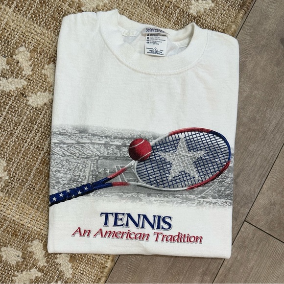 Vintage Galyans Men’s White USA Tennis Graphic Cotton T-Shirt Size Large - Picture 2 of 11